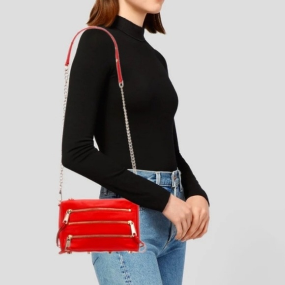 Rebecca Minkoff Handbags - NWT Rebecca Minkoff Mini 5 Zip Convertible Clutch in “KISS” Red